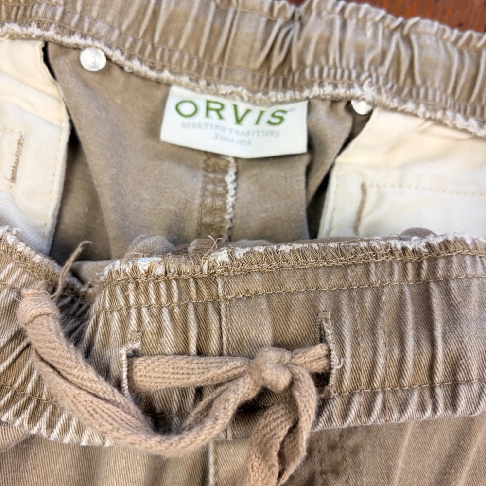 ORVIS Mens 40x31 Tan Cotton Elastic‎ Waist Drawstring Comfy Relaxed Fit Pants - Picture 5 of 10